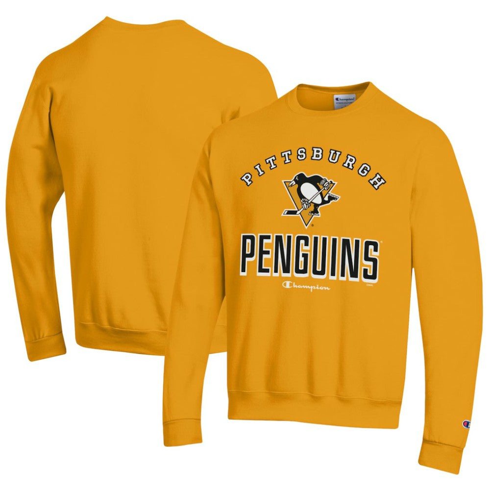 Pittsburgh Penguins Champion Eco Powerblend Crewneck Sweatshirt - Gold | NHL Clearance