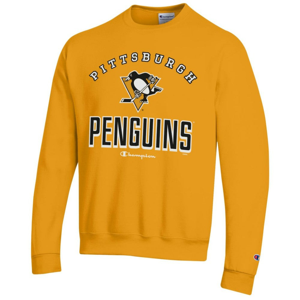 Pittsburgh Penguins Champion Eco Powerblend Crewneck Sweatshirt - Gold | NHL Clearance