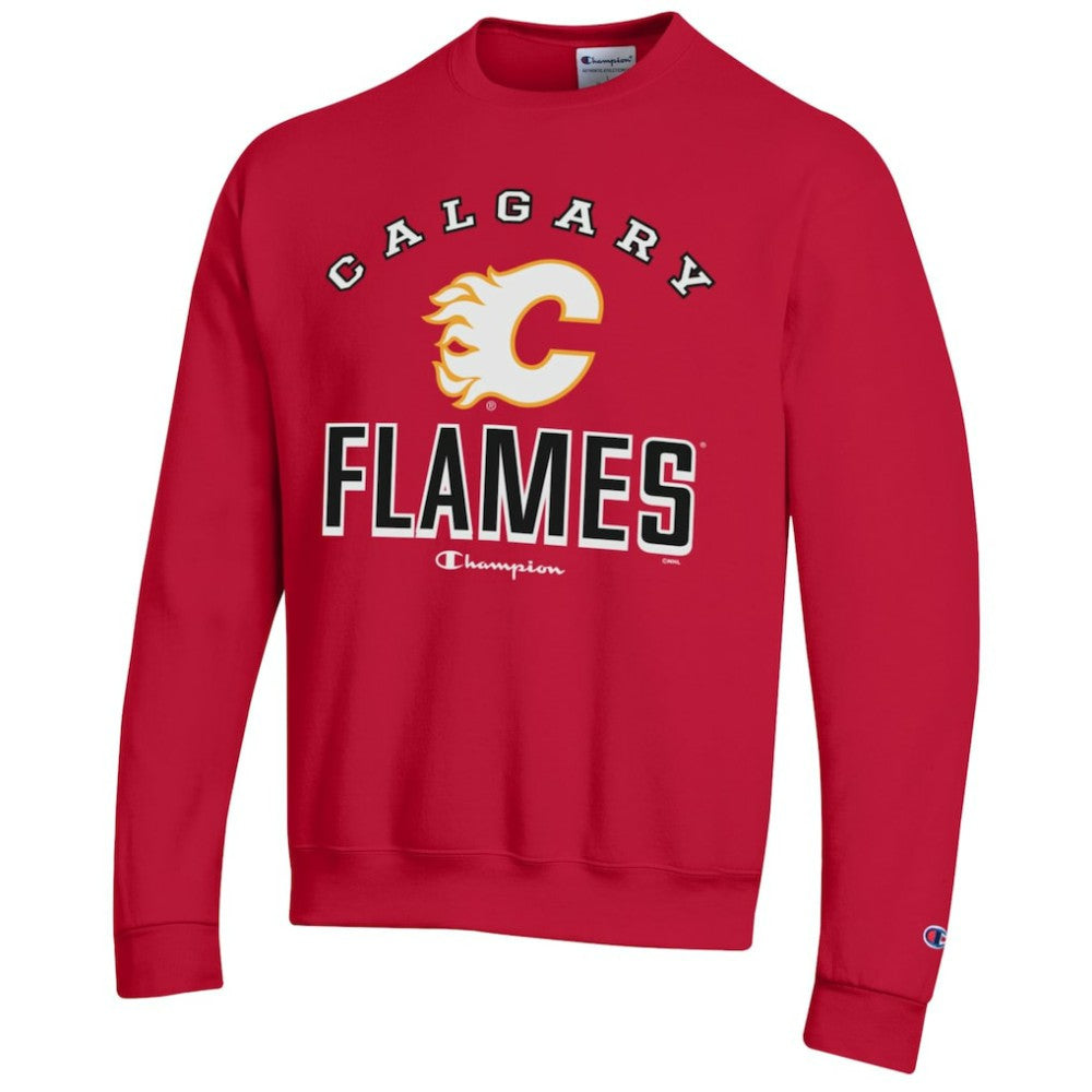 Calgary Flames Champion Eco Powerblend Crewneck Sweatshirt - Red | NHL Lifestyle