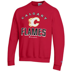 Calgary Flames Champion Eco Powerblend Crewneck Sweatshirt - Red | NHL Lifestyle