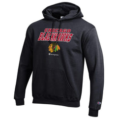 Chicago Blackhawks Champion Eco Powerblend Pullover Hoodie - Black | NHL Lifestyle