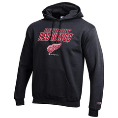 Detroit Red Wings Champion Eco Powerblend Pullover Hoodie - Black | NHL Clearance