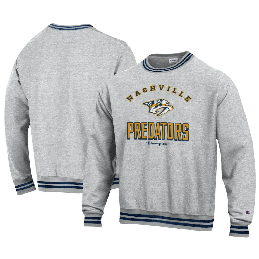 Nashville Predators Champion Reverse Weave Yarn Dye Pullover Sweatshirt - Heather Gray | NHL Lifestyle