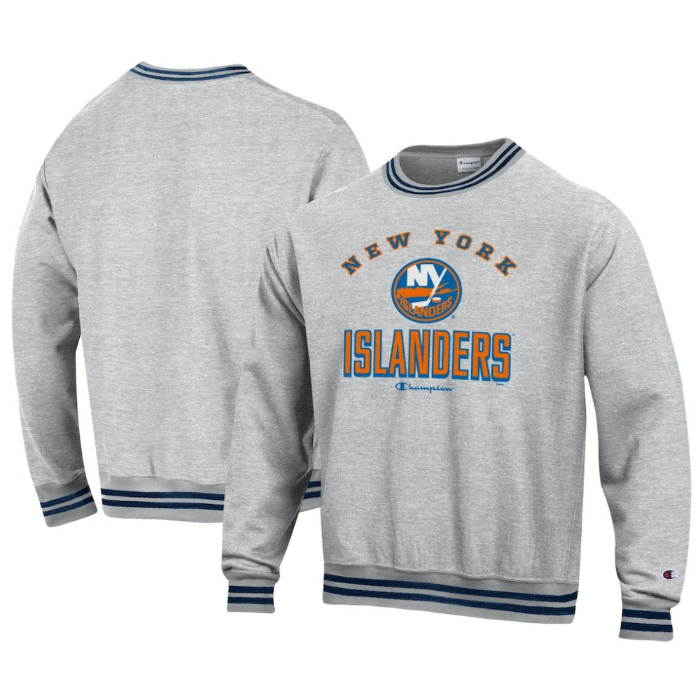 New York Islanders Champion Reverse Weave Yarn Dye Pullover Sweatshirt - Heather Gray | NHL sale