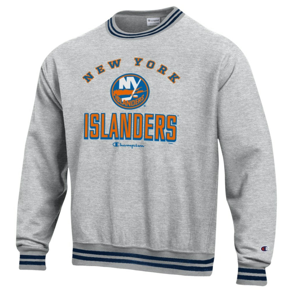 New York Islanders Champion Reverse Weave Yarn Dye Pullover Sweatshirt - Heather Gray | NHL sale