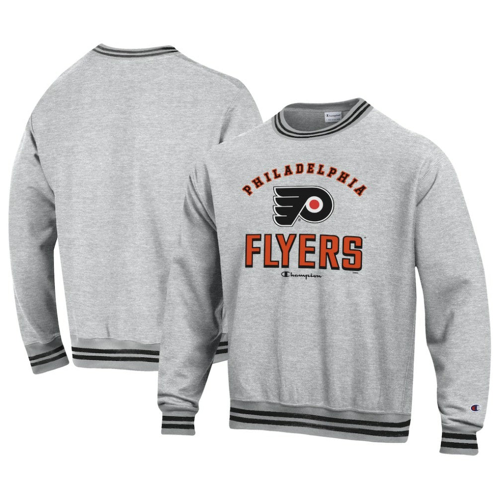 Philadelphia Flyers Champion Reverse Weave Yarn Dye Pullover Sweatshirt - Heather Gray | NHL sale