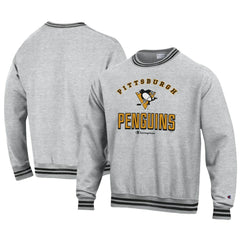 Pittsburgh Penguins Champion Reverse Weave Yarn Dye Pullover Sweatshirt - Heather Gray | NHL Lifestyle
