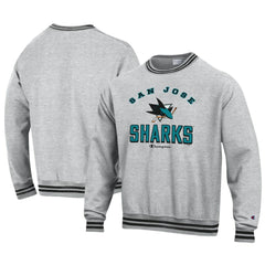 San Jose Sharks Champion Reverse Weave Yarn Dye Pullover Sweatshirt - Heather Gray | NHL Clearance