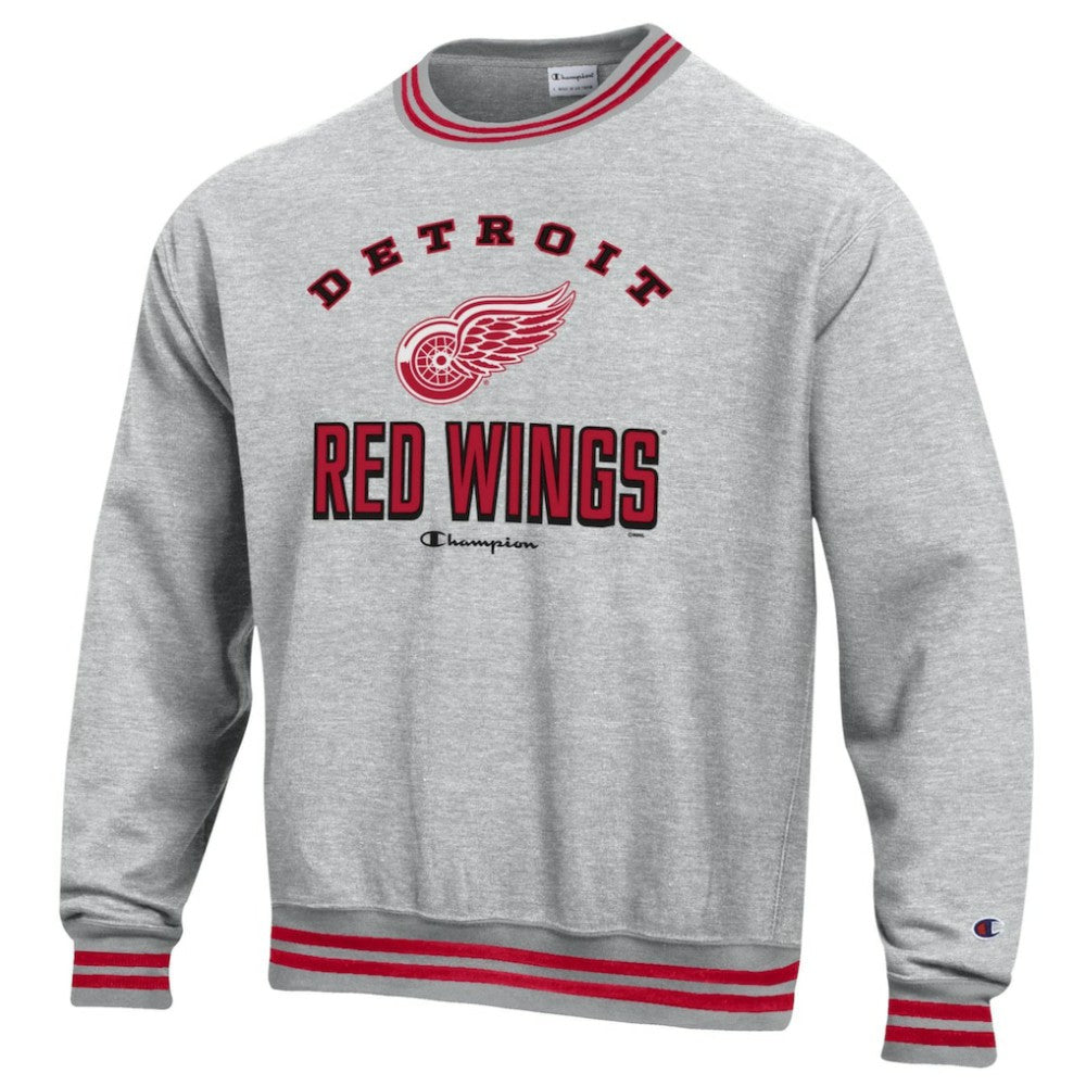 Detroit Red Wings Champion Reverse Weave Yarn Dye Pullover Sweatshirt - Heather Gray | NHL Clearance
