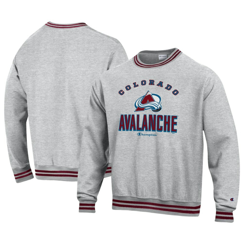 Colorado Avalanche Champion Reverse Weave Yarn Dye Pullover Sweatshirt - Heather Gray | NHL Clearance