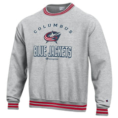 Columbus Blue Jackets Champion Reverse Weave Yarn Dye Pullover Sweatshirt - Heather Gray | NHL Clearance