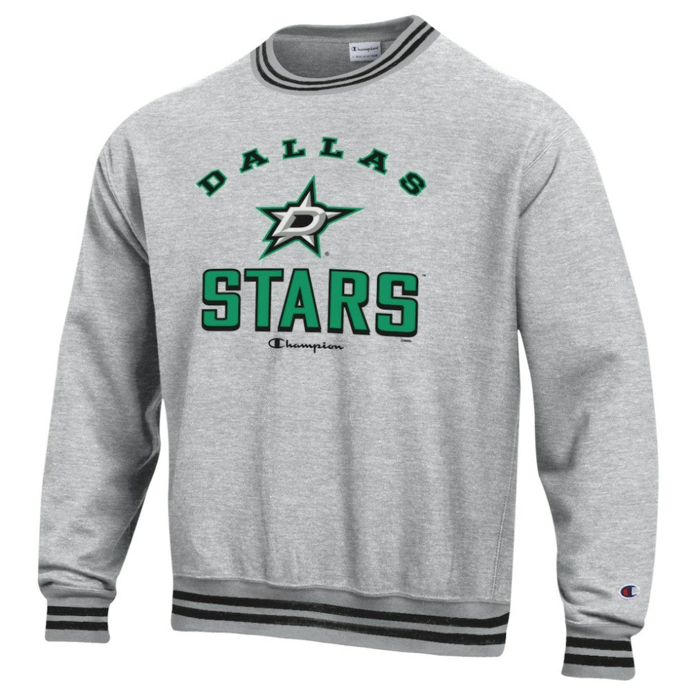 Dallas Stars Champion Reverse Weave Yarn Dye Pullover Sweatshirt - Heather Gray | NHL Lifestyle