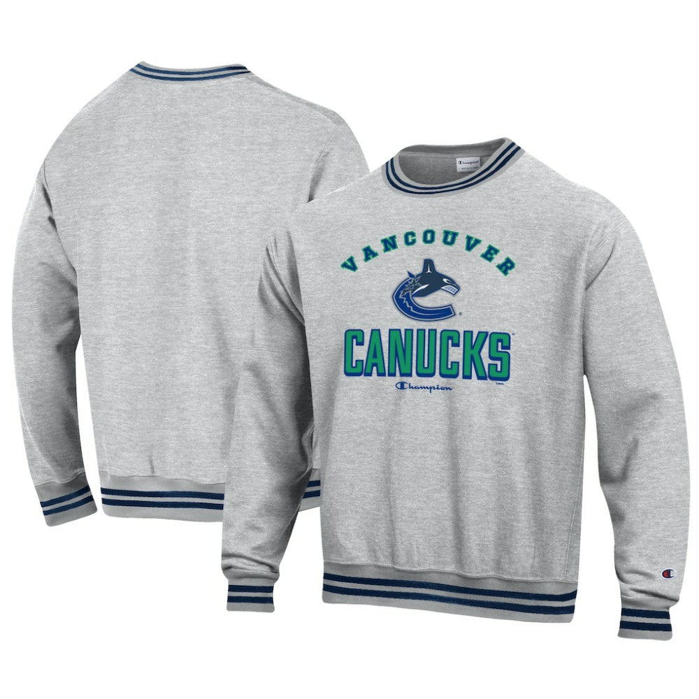Vancouver Canucks Champion Reverse Weave Yarn Dye Pullover Sweatshirt - Heather Gray | NHL discount