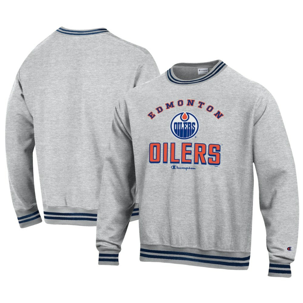 Edmonton Oilers Champion Reverse Weave Yarn Dye Pullover Sweatshirt - Heather Gray | NHL online