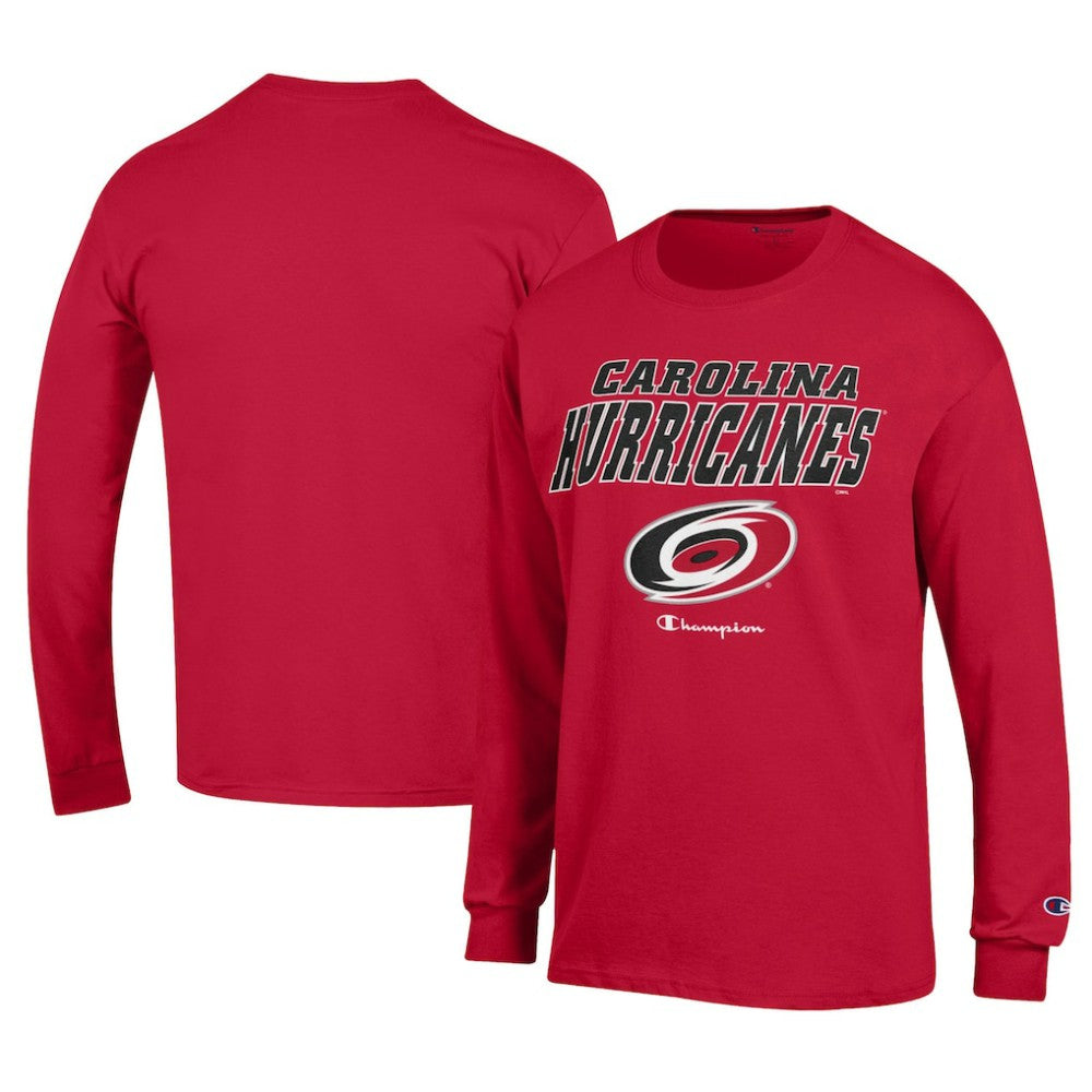 Carolina Hurricanes Champion Long-Sleeve Jersey T-Shirt - Red | NHL Lifestyle