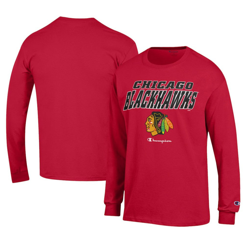 Chicago Blackhawks Champion Long-Sleeve Jersey T-Shirt - Red | NHL on sale