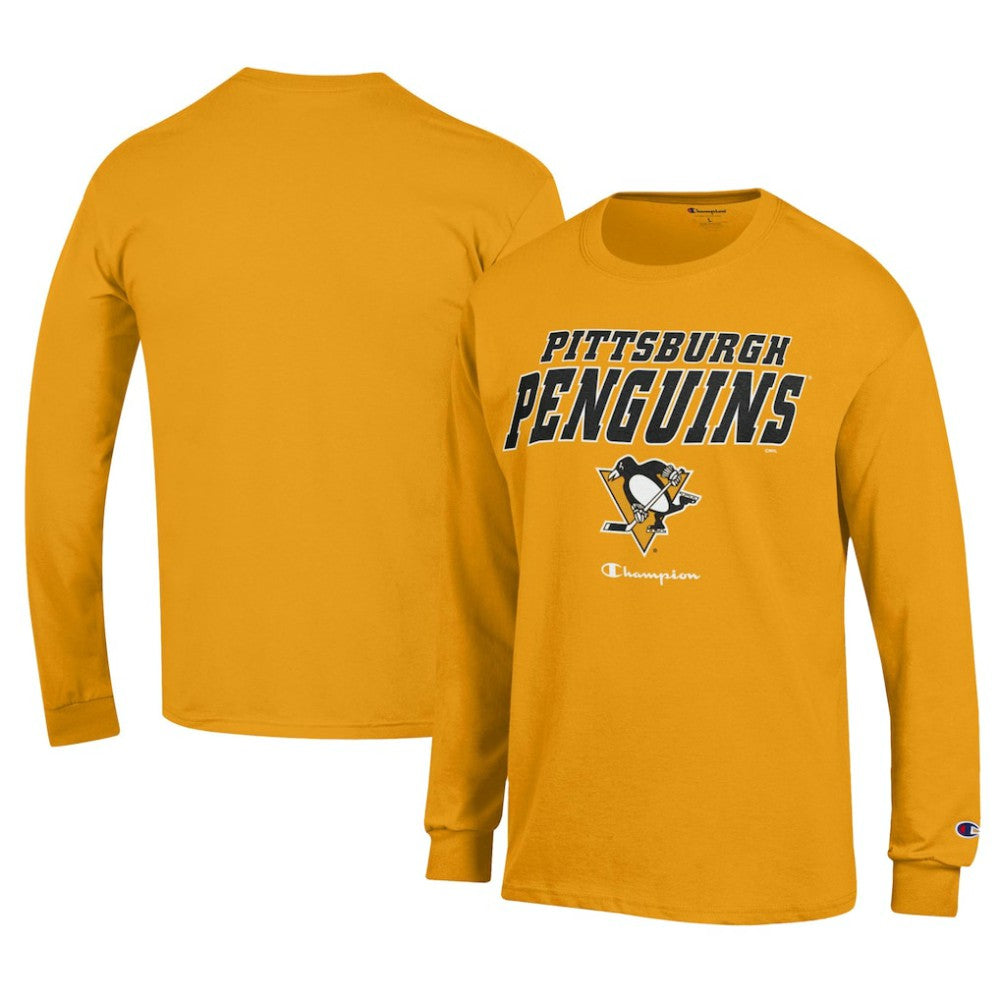 Pittsburgh Penguins Champion Long-Sleeve Jersey T-Shirt - Gold | NHL Lifestyle