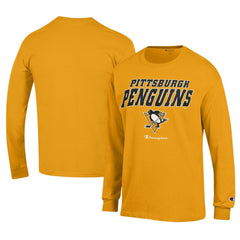 Pittsburgh Penguins Champion Long-Sleeve Jersey T-Shirt - Gold | NHL Lifestyle
