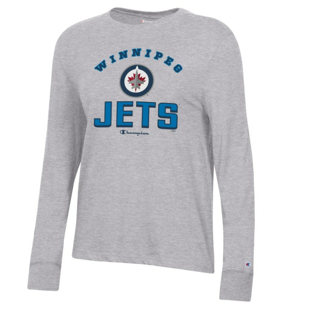 Winnipeg Jets Champion Women's Core Long Sleeve T-Shirt - Heather Gray | NHL Clearance