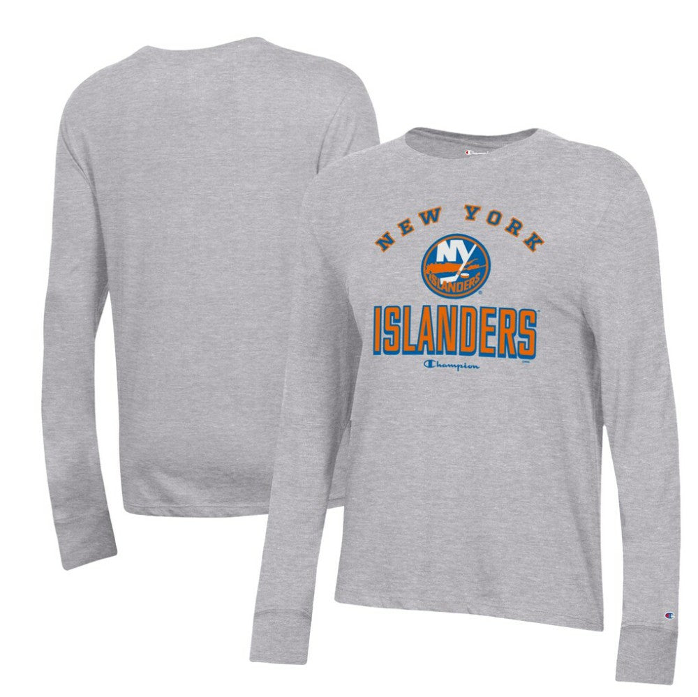New York Islanders Champion Women's Core Long Sleeve T-Shirt - Heather Gray | NHL Clearance