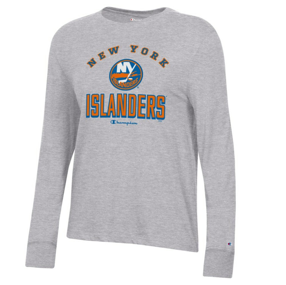 New York Islanders Champion Women's Core Long Sleeve T-Shirt - Heather Gray | NHL Clearance