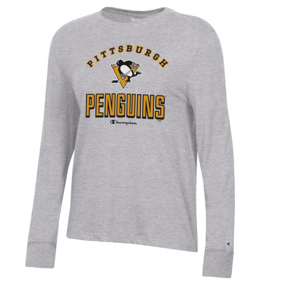 Pittsburgh Penguins Champion Women's Core Long Sleeve T-Shirt - Heather Gray | NHL Clearance
