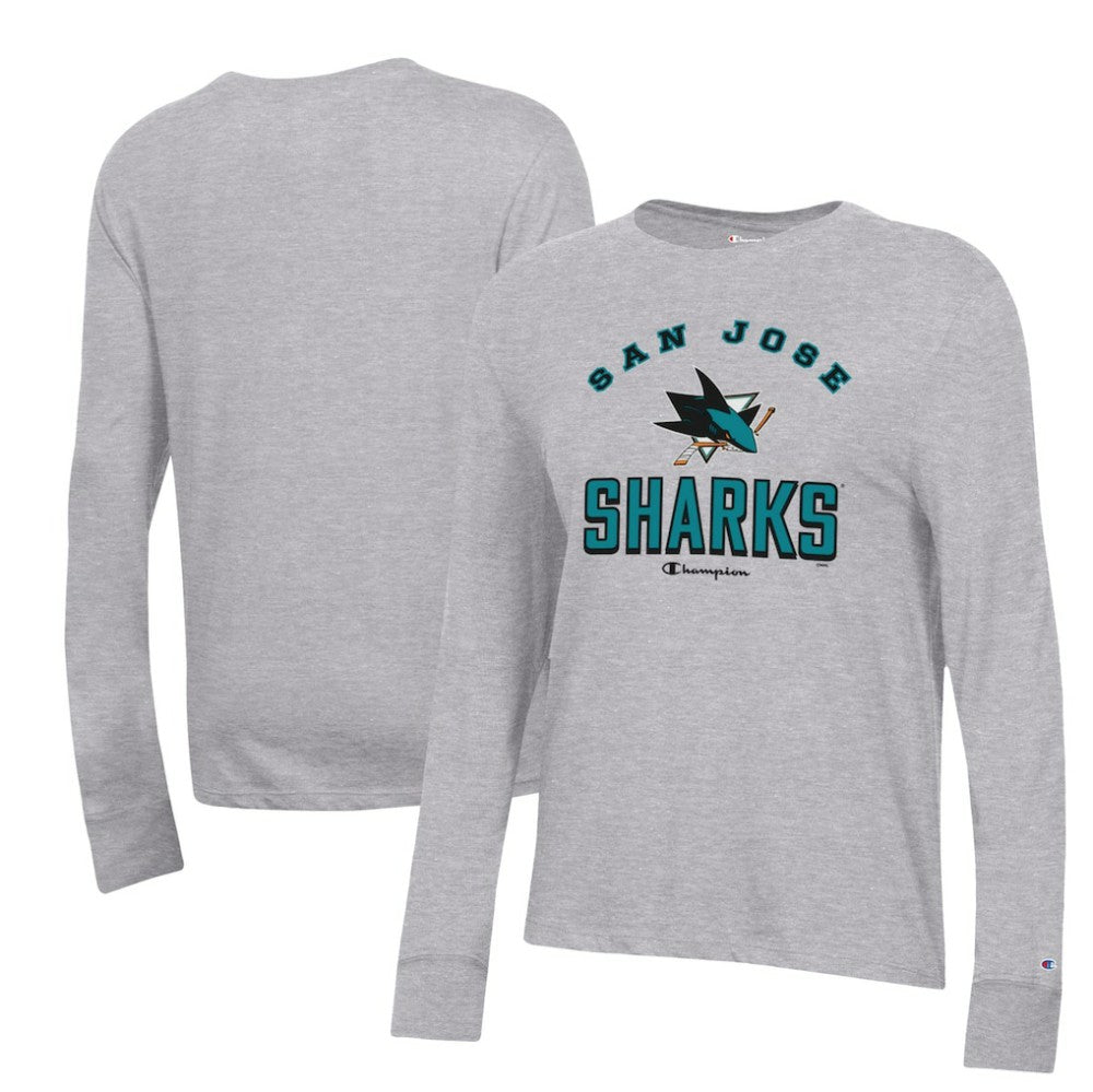 San Jose Sharks Champion Women's Core Long Sleeve T-Shirt - Heather Gray | NHL online