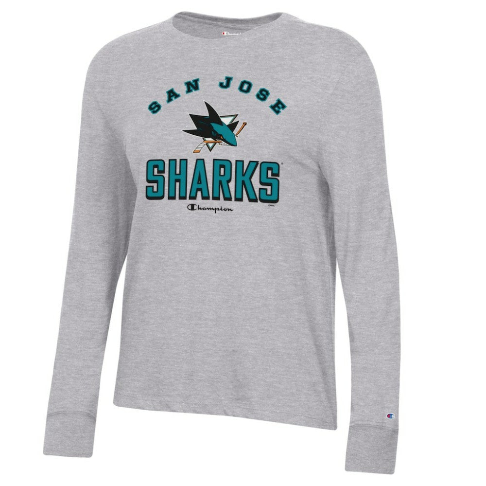 San Jose Sharks Champion Women's Core Long Sleeve T-Shirt - Heather Gray | NHL online