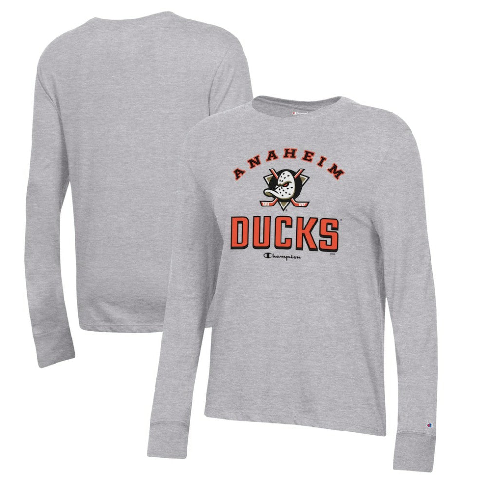 Anaheim Ducks Champion Women's Core Long Sleeve T-Shirt - Heather Gray | NHL Lifestyle