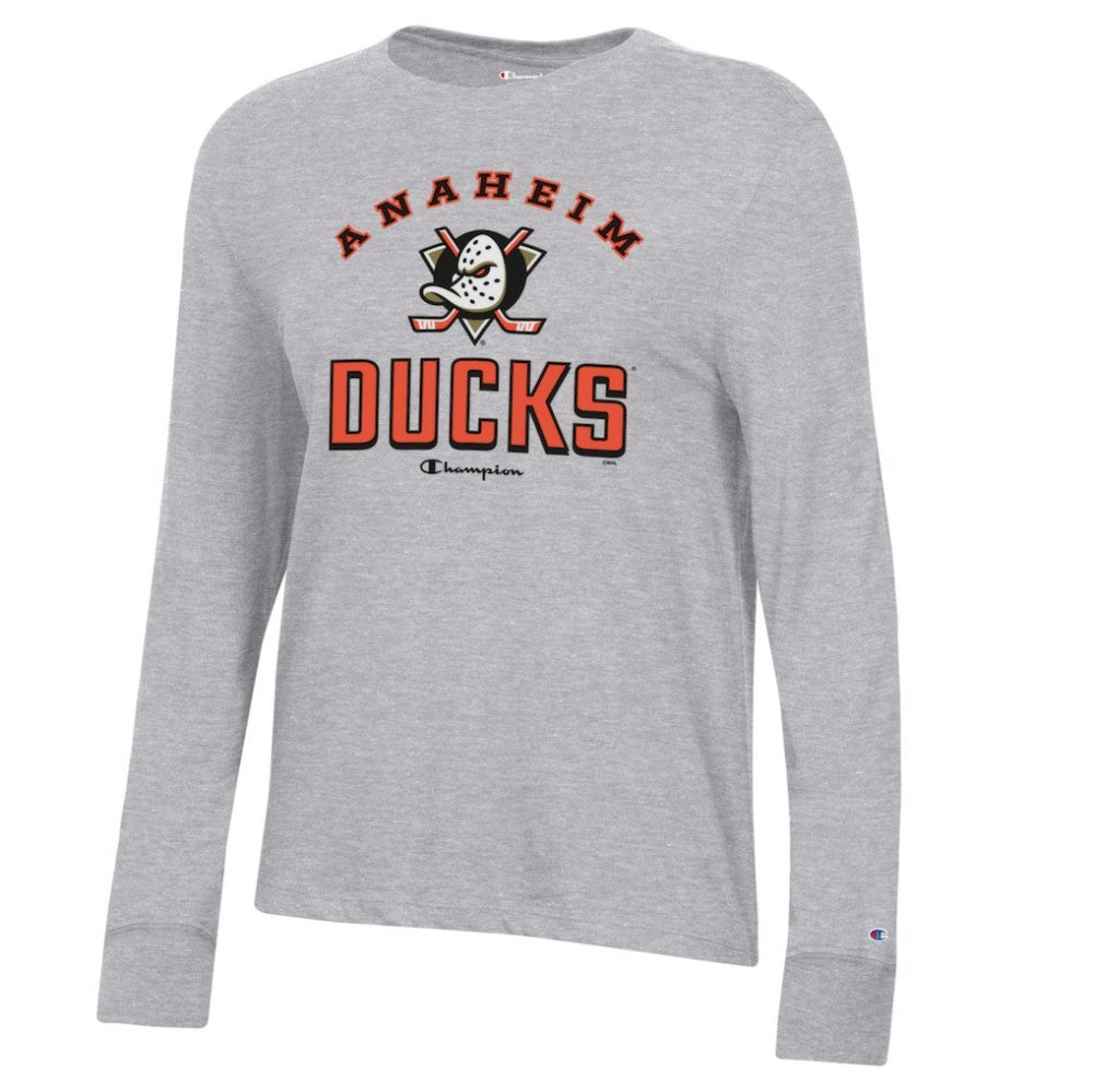 Anaheim Ducks Champion Women's Core Long Sleeve T-Shirt - Heather Gray | NHL Lifestyle