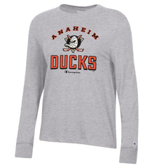 Anaheim Ducks Champion Women's Core Long Sleeve T-Shirt - Heather Gray | NHL Lifestyle
