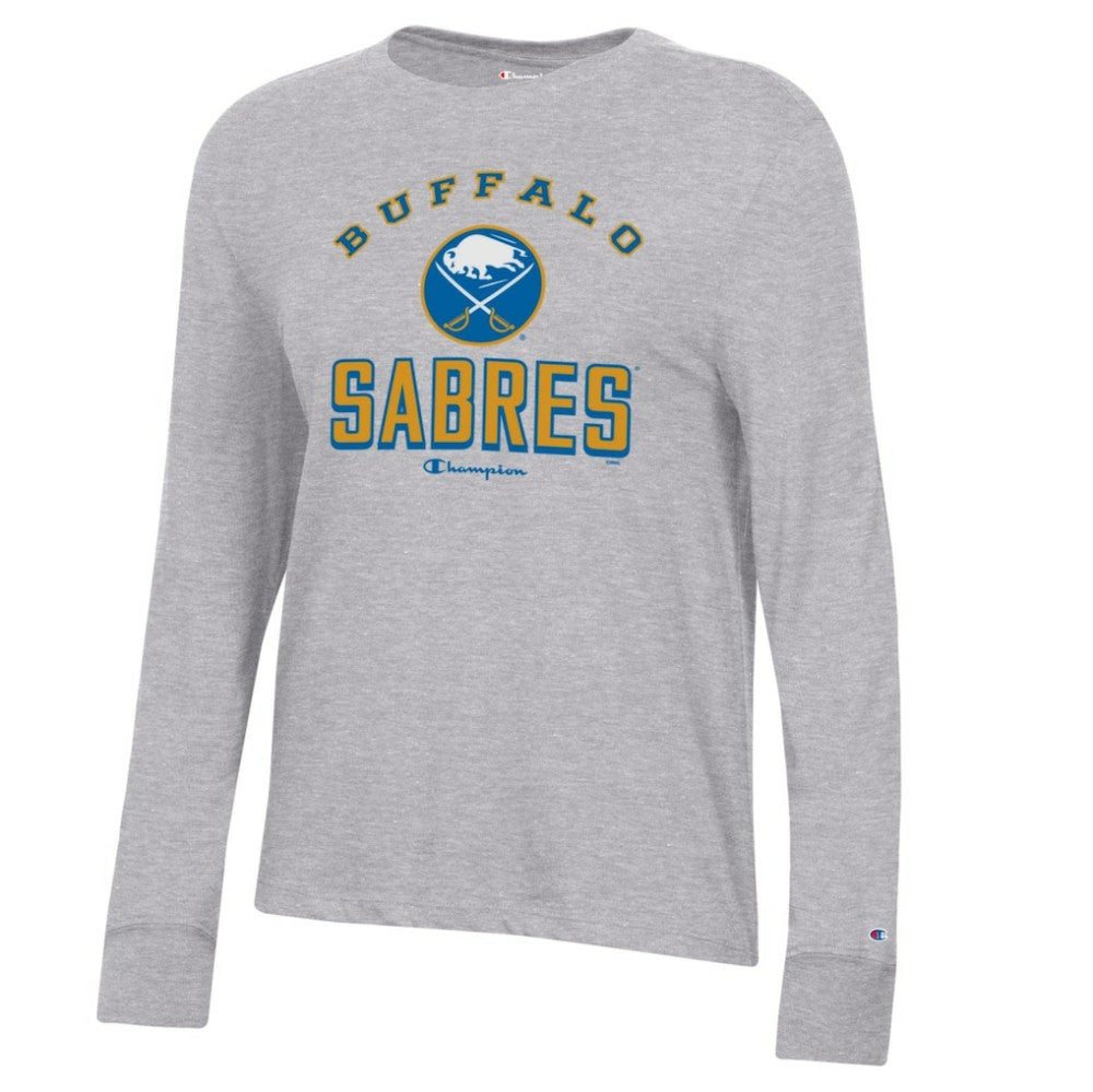 Buffalo Sabres Champion Women's Core Long Sleeve T-Shirt - Heather Gray | NHL Lifestyle