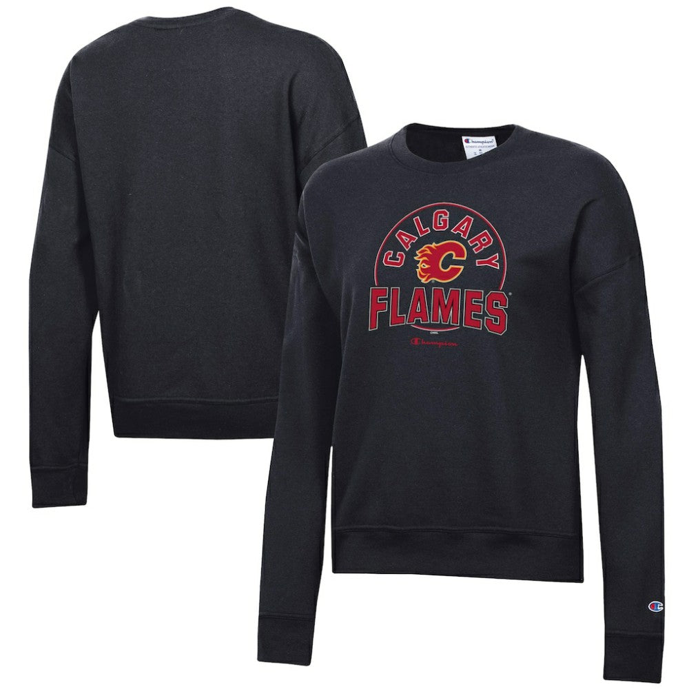 Calgary Flames Champion Women's Powerblend Pullover Sweatshirt - Black | NHL Lifestyle
