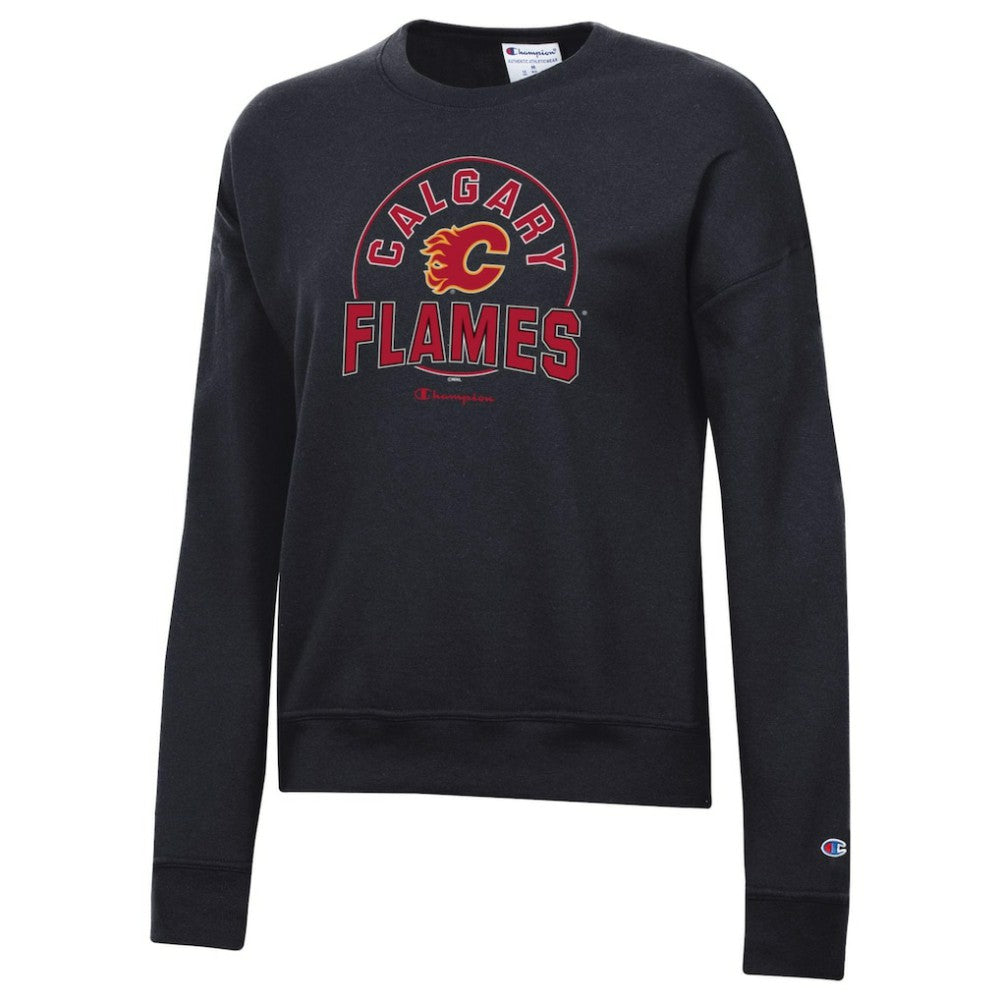 Calgary Flames Champion Women's Powerblend Pullover Sweatshirt - Black | NHL Lifestyle