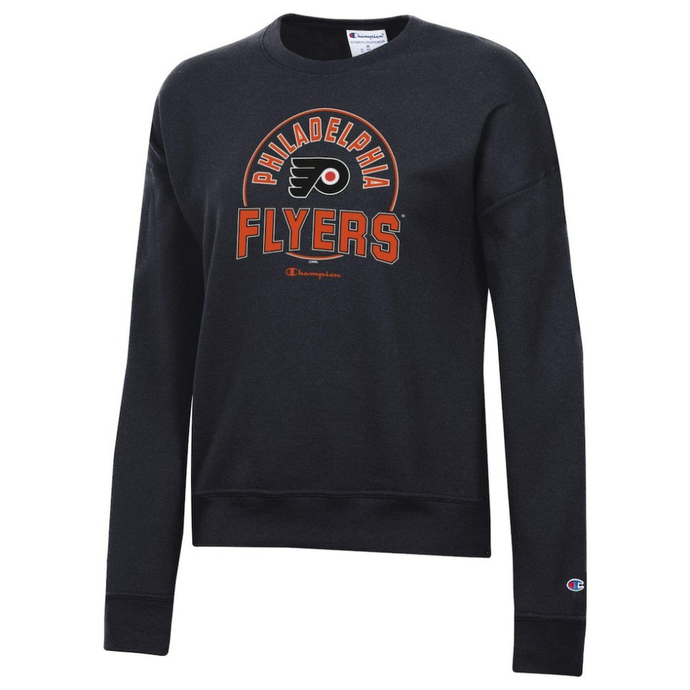 Philadelphia Flyers Champion Women's Powerblend Pullover Sweatshirt - Black | NHL Clearance