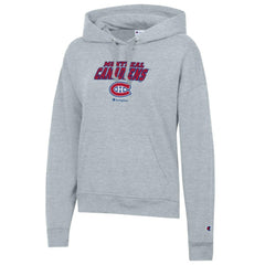 Montreal Canadiens Champion Women's Powerblend Fleece Pullover Hoodie - Gray | NHL Lifestyle