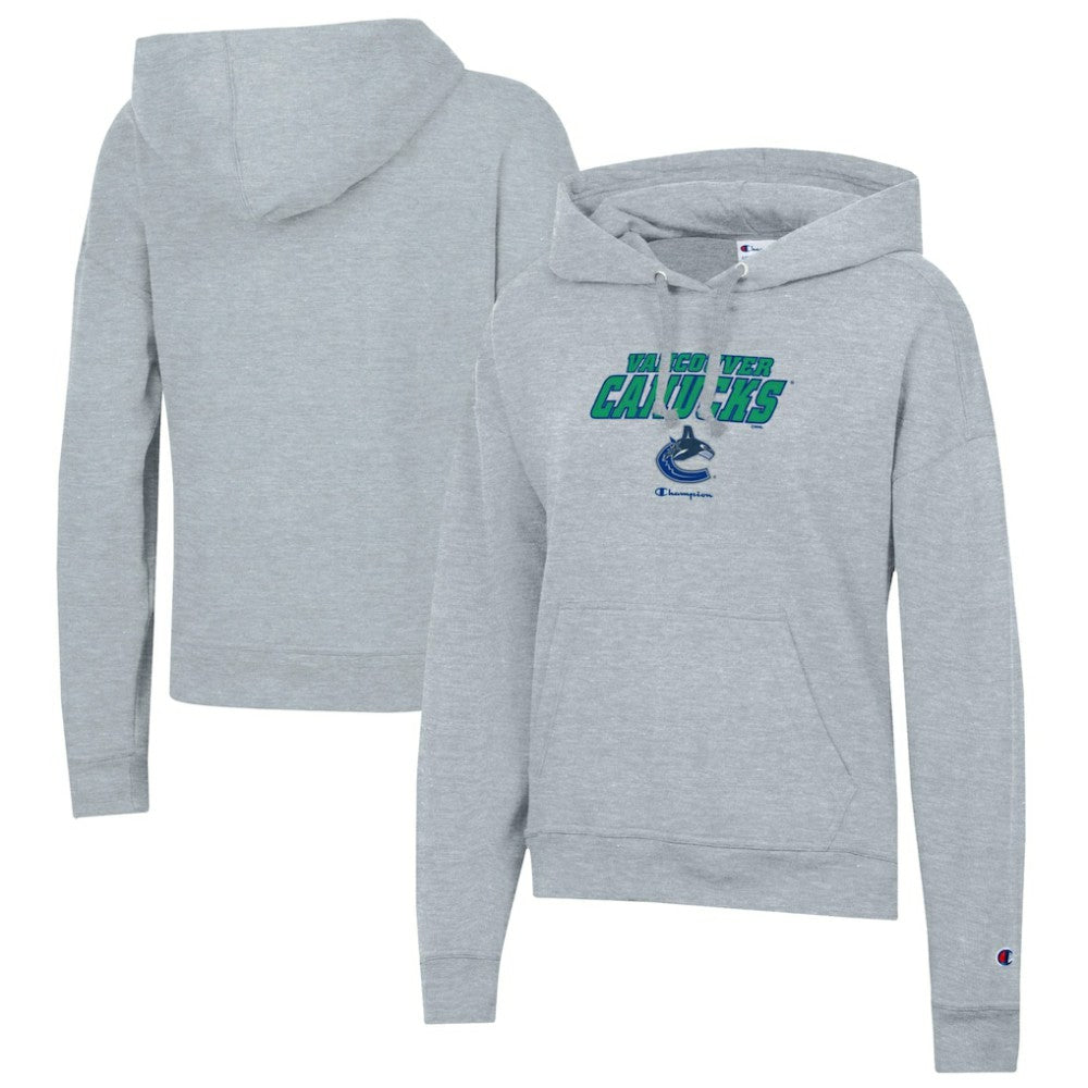 Vancouver Canucks Champion Women's Powerblend Fleece Pullover Hoodie - Gray | NHL on sale