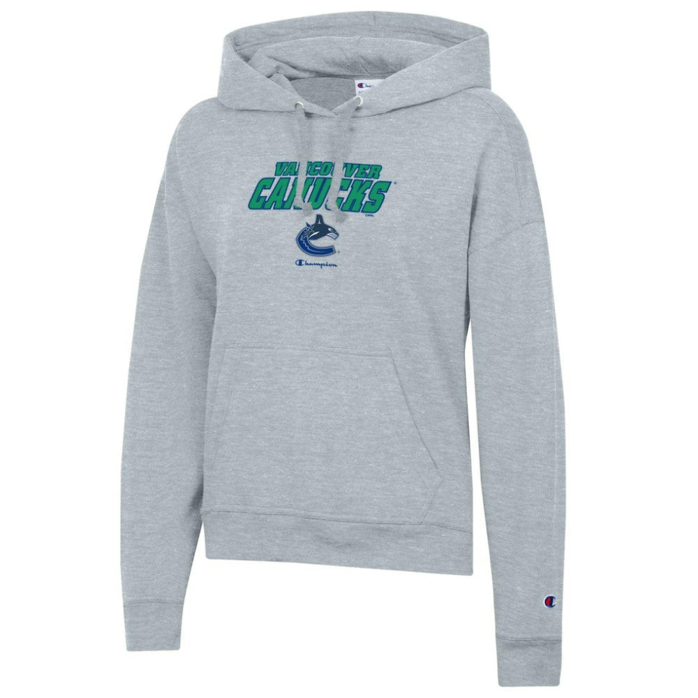 Vancouver Canucks Champion Women's Powerblend Fleece Pullover Hoodie - Gray | NHL on sale