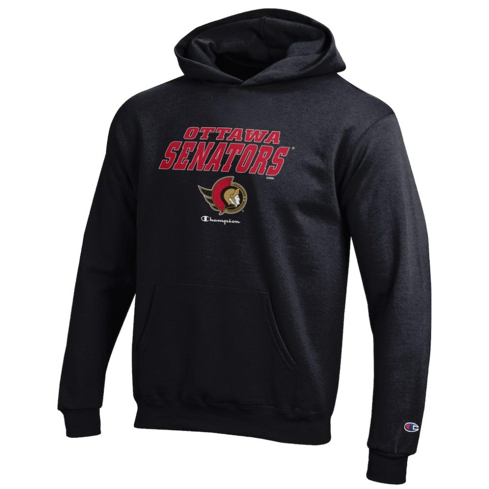 Ottawa Senators Champion Youth Eco Powerblend Pullover Hoodie - Black | NHL Clearance