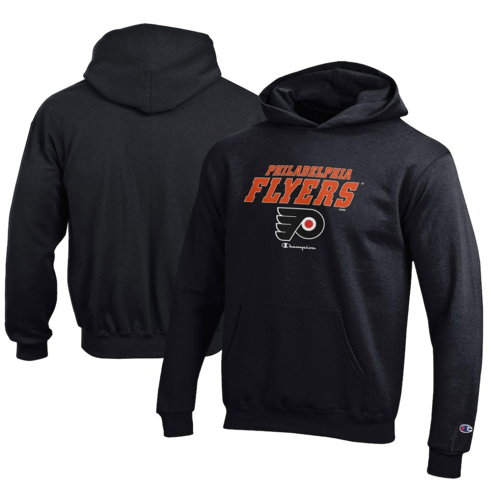 Philadelphia Flyers Champion Youth Eco Powerblend Pullover Hoodie - Black | NHL Clearance