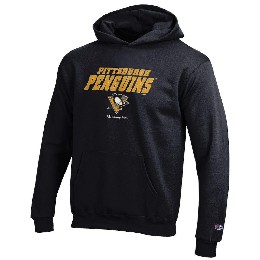 Pittsburgh Penguins Champion Youth Eco Powerblend Pullover Hoodie - Black | NHL Clearance