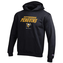 Pittsburgh Penguins Champion Youth Eco Powerblend Pullover Hoodie - Black | NHL Clearance