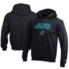 San Jose Sharks Champion Youth Eco Powerblend Pullover Hoodie - Black | NHL Clearance