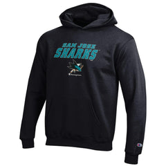 San Jose Sharks Champion Youth Eco Powerblend Pullover Hoodie - Black | NHL Clearance