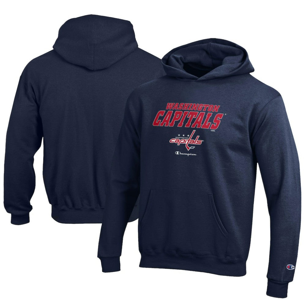 Washington Capitals Champion Youth Eco Powerblend Pullover Hoodie - Navy | NHL Clearance