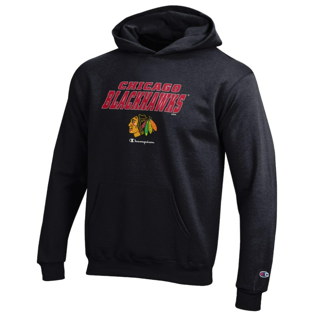 Chicago Blackhawks Champion Youth Eco Powerblend Pullover Hoodie - Black | NHL online