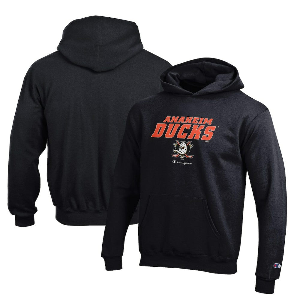 Anaheim Ducks Champion Youth Eco Powerblend Pullover Hoodie - Black | NHL Clearance