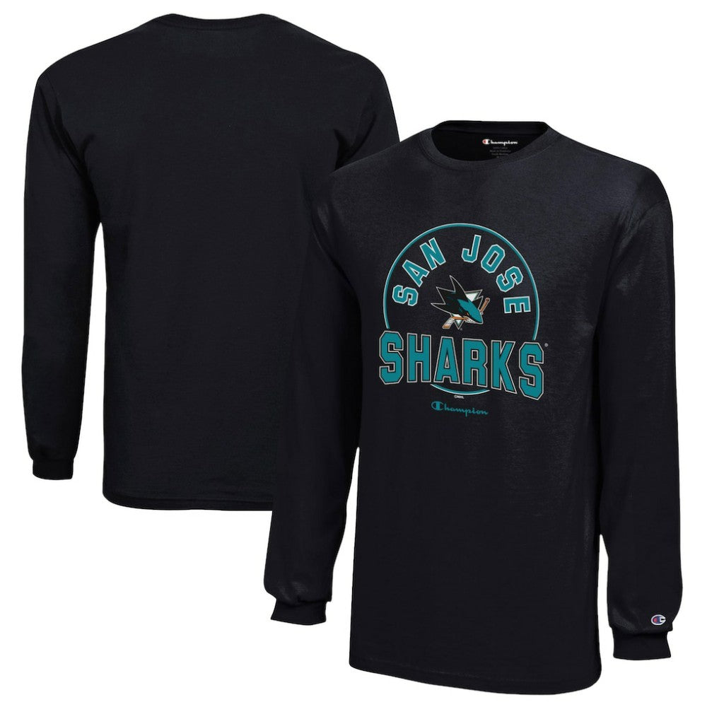 San Jose Sharks Champion Youth Long-Sleeve Jersey T-Shirt - Black | NHL near me