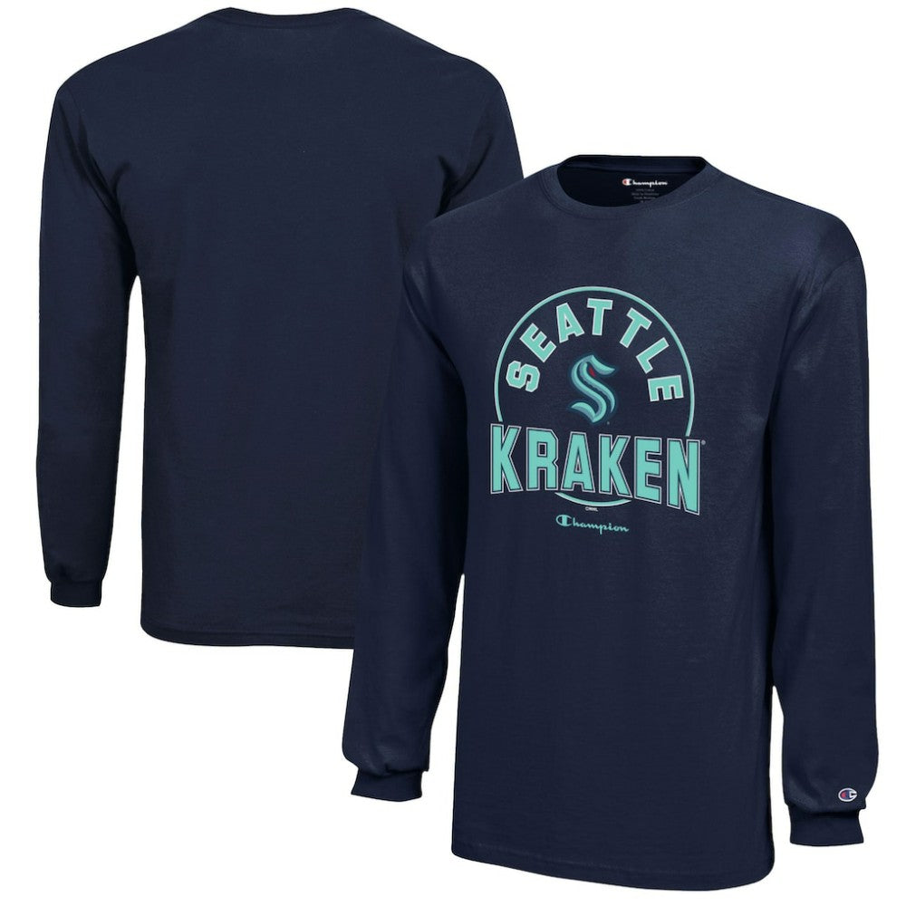 Seattle Kraken Champion Youth Long-Sleeve Jersey T-Shirt - Deep Sea Blue | NHL online
