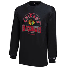 Chicago Blackhawks Champion Youth Long-Sleeve Jersey T-Shirt - Black | NHL online